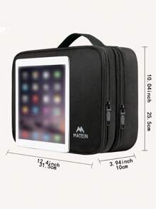 Large Waterproof Travel Tech Organizer Case, Electronics Storage Bag With Adjustable Dividers For IPad, Cables, USB Chargers, Hard Drives, Accessories, Portable Tech Pouch For Business, Travel, Daily Use, Gift For Men And Women - Black - View 5