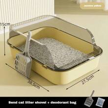 High-Side Cat Sandbox Splashproof Cats Litter Box With Removable Scoop Non-Stick Large Capacity Kitten Toilet Tray Pet Supplies