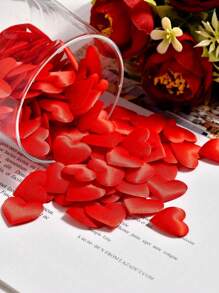 About 100Pcs Red Heart Shape Confetti For Wedding Valentines Decoration Party Supplies,DIY Heart Petals Wedding Decorations Satin Heart Shaped Fabric Artificial Flower Petals Birthday Table Party Supplies Confetti