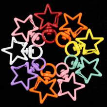 20 件彩色星形钥匙扣锌合金，新款糖果色 DIY 弹簧扣门装饰吊坠