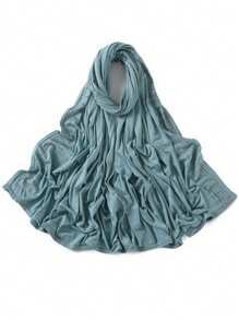 1 Stück Damen Jersey-Schal mit schwer bestickter Bordüre in Unifarbe, eleganter Strass-besetzter Schal mit Malay-Strass, langer Jersey-Hijab-Schal, afrikanisches Kopftuch, geeignet als Reise-, Urlaubs- und Party-Accessoire für Damen