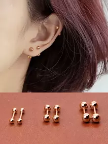 GAGAFEEL 1对925纯银复古简约小串珠玫瑰金耳环，男女皆宜，时尚耳环，日常配饰，礼品之选 - 玫瑰金 - 查看 2