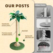 Fantasreen Cat Scratching Post 35 Inch Cat Scratcher Tall Cat Self Groomer For Indoor Cats Large Scratching Posts With Dangling Plush Balls For Kittens And Medium Cats - Upgraded - View 5