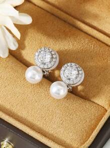 2 Pieces Fashionable, Small And Delicate Zirconia Faux Pearl Ear Clip Pierced Ears Can Be Worn By Women Individual, Versatile And Simple Earrings - Pearl Ear Clips - View 5