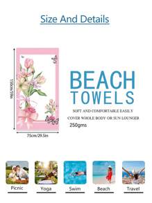 1pc Prachtige Bloemen Stranddeken, Extra Zachte Microvezel Extra Grote Strandhanddoek, Zeer Absorberende Badhanddoek, Geschikt Voor Reizen, Zwembad, Duiken, Surfen, Yoga, Kamperen, Verschillende Maten, Strandaccessoires Zomer, Vakantie