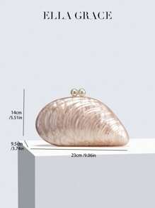ELLA GRACE-Exquisite Bags With Shell-Inspired Designs - Distinctive Textures. Adorned With Two Pearls On Top, Stylish And Colorful - Ideal For Formal Dresses And Occasions, Also Great As Gifts For Parties, Weddings, Valentine's Day, Year-End Parties, Elegant Shell Bag,Perfect For Parties, Dinners & Banquets, Matches Wedding Dresses, Formal Wear, Prom Gowns, Birthday Outfits & Women's Party Attire - Beige - View 12