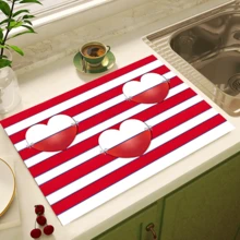 1pc Polyester Kitchen & Dining Mat, Pink Heart Pattern, Multipurpose Drip Mat For Countertops, Coffee Machines & Tablecloths, Decorative Home Accessory - ZWWLSD005 - View 7