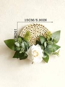 1/5 vòng hoa trang trí tường bằng rơm đan thủ công - Trang trí hoa treo phong cách mộc mạc Boho với hoa hồng trắng nhân tạo và lá xanh, hoàn hảo cho mùa xuân/hè, đám cưới, Ngày của Mẹ, nhà và phòng khách theo phong cách nông trại. - Nhiều màu - Xem 5