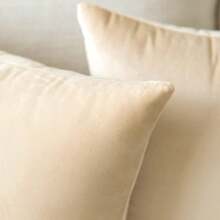 1pc Velvet Decorative Sofa Pillowcase Soft Square Cushion Cover, Fits Sofa, Bed, Car, 18x18 Inches, Beige, Pillow Core Not Included - Beige - View 8
