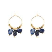 18K 镀金不锈钢耳环，带天然天体石，独特设计八角星形吊坠耳环适合日常佩戴