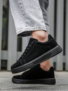 Men's Comfortable Lightweight Solid Color Low-Top Retro Casual Versatile Anti-Slip Flat Sneakers, Featuring Leather Upper, Lace-Up Design Suitable For Daily Commute, Outdoor, And Business Formal Occasions