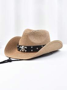 1pc strohoed voor heren mode punk stijl western cowboyhoed panama jazz zon strand hoeden