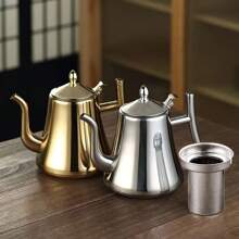 不锈钢茶壶带可拆卸泡茶器，金色茶壶带过滤器，咖啡壶带过滤器，礼品茶具带精美礼品盒，适合家庭、餐厅、户外，可在洗碗机中清洗 - 彩色 - 查看 1