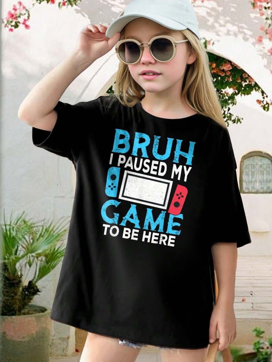 Funny Gamer T-Shirt - Bruh I Paused My Game - Kids Video Game Tee Novelty Gaming Shirt Birthday Gift for Boys Girls Youth Tee Cool Gift for Video Game Lovers