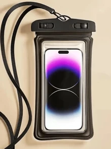 1 件可定制文字防水手机袋，防震触摸屏透明防水手机袋，适用于潜水、桑拿、淋浴、防污染、可拆卸肩带和手柄