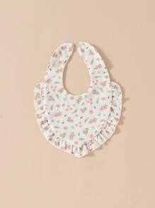 5 件套柔软舒适花卉图案婴儿围兜，带甜美荷叶边 - 彩色 - 查看 4