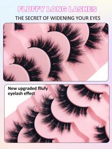 Asiteo 7 Pairs Of 6D Fluffy Artificial Mink Eyelashes Slim False Eyelashes Thick False Eyelashes Curling False Eyelashes 3D Natural False Eyelashes Suitable For Holiday Parties Halloween Christmas False Eyelashes Cat Eye Lashes For Various Occasions