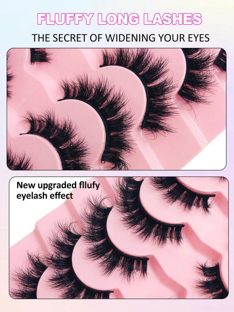 Asiteo 7 对 6D 蓬松人造貂皮睫毛纤细假睫毛浓密假睫毛卷曲假睫毛 3D 自然假睫毛适合节日派对万圣节圣诞节假睫毛猫眼睫毛适合各种场合 - 濃密款 - 查看 2