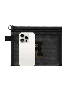 Black Mesh Bag, Large Capacity With Name Initials, Towel Embroidered Letters A-Z, Transparent Mesh Cosmetic Storage Bag, Multi-Functional Travel Portable Bag, Lipstick Skincare Product Storage Washing And Makeup Bag, Student Stationery Bag, Mesh Zipper Bag, Travel Cosmetic Packaging Storage Bag, Simple And High-End, Accessory Storage, Suitable For Dormitory Storage, Travel, Business Trip, Swimming, Home Storage Make Up Bag - Black - View 29