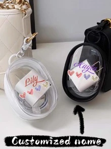 Ce sac de rangement ovale personnalisé avec un nom est un cadeau parfait pour la Fête des mères, avec un motif en forme de cœur. Mignon et minimaliste dans sa conception, avec une fermeture éclair, il est fabriqué en PVC transparent et imperméable, offrant une grande capacité et une portabilité pour un rangement multifonctionnel.