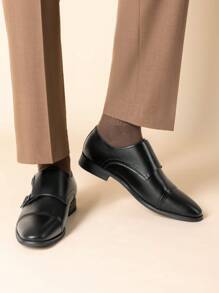 Zapatos de Vestir para Hombre de Loafer con Correa de Monje y Deslizantes - Negro - Ver 4