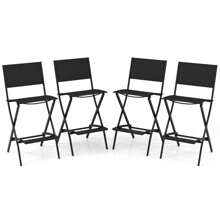 Outdoor Bar Chair Set Of 4 Folding Bar Height Stool With Footrest - Black - View 1