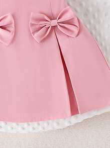 Set de 2 piezas con blusa sin mangas con volantes y falda con decoración de lazo, atuendo veraniego para niña