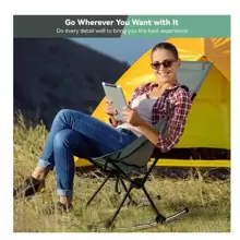 Camping Chair, Vecukty High Back Rocking Chair 165 Lbs Capacity, Compact Outdoor Portable Folding Rocker Chair For Camping Hiking Gardening Travel Beach Picnic, Camp Chair