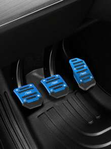 多件式汽车踏板垫套装 - 防滑铝合金条纹设计，适用于加速器、制动器和离合器 - 升级您的汽车内饰配件（手动和自动变速器）