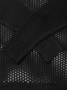 Breathable Perforated Oversized Cover Up, Loose Casual Unisex Korean Style Round Neck Knitted Sweater With Long Sleeves, Unique Design, Suitable For Spring, Summer, Autumn
