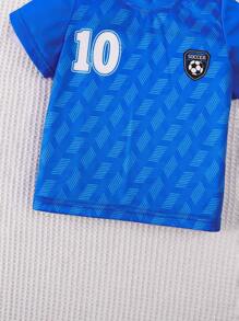 Young Boy No.10 Football Jersey Outfit - Short Sleeve Top And Shorts Set, Fashionable Print Design, Comfortable Outfit For Boys In Spring And Summer, Casual & Outdoor Wear