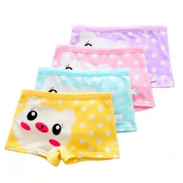 kit 3 Calcinhas Box Shorts Juvenil Boxer Infantil Estampada Sortidas Criança Menina Algodão