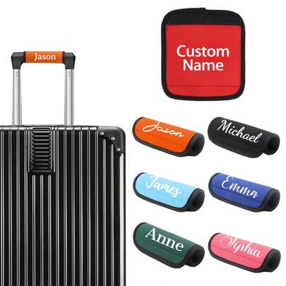 1 Stück personalisierter mehrfarbiger Gepäckgriff-Überzug mit individuell besticktem Namen, wiederverwendbarer Zubehör-Überzug, Gepäcküberzug, Kofferschutz für Urlaubsreisen, Reiseutensilien, Rückkehr zur Schule, Büro, Schule, Klassenzimmer, Lehrergeschenk, Universität, Kollegen, Wohnheim, Lehrer, Urban Chill