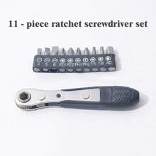 11 件/20 件迷你棘轮螺丝刀套装，1/4 英寸高扭矩直角棘轮扳手、偏置螺丝刀和钻头，适用于狭窄空间 - 黑色 - 查看 4
