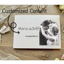 Personalized Wedding Guestbook, Minimalist Engagement Banquet Guestbook, Elegant Wedding Photo Album, Bridal Gift, Summer Vacation. - White - View 2