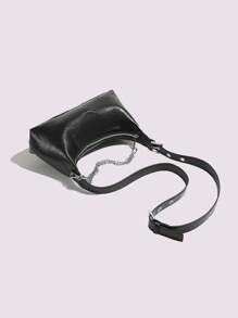 2025 New Spring/Summer Chain Decor Fashion High-End Underarm Zipper Shoulder Pleated Crossbody Bag, Versatile Commuter Bag