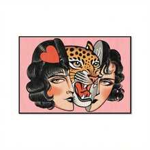 1 Pieza Póster de Lienzo Art Deco Retro Moderno, Impresión de Arte de Pared de Tigre de Amor Mal, Obra de Arte de Tinta Sin Marco, Adecuado para Oficina en Casa, Sala de Estar, Dormitorio, Baño, Cocina - Orientación Horizontal Interior, Decoración de Tigre - transparente - Ver 8