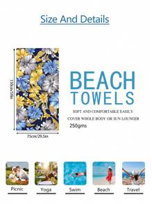 1pc Prachtige Bloemen Stranddeken, Extra Zachte Microvezel Extra Grote Strandhanddoek, Zeer Absorberende Badhanddoek, Geschikt Voor Reizen, Zwembad, Duiken, Surfen, Yoga, Kamperen, Verschillende Maten, Strandaccessoires Zomer, Vakantie