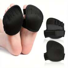 1 Pair Adjustable 5-Finger Forefoot Pads, Polyester Fiber Dance & Yoga Cushions, Hand-Washable Strap Design, Black - Size L - View 5