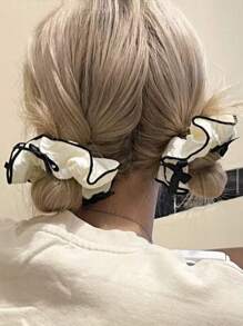 3 stuks schattige stoffen strik haar scrunchies, getextureerde haarelastiekjes met hoge esthetische waarde voor lentemeisjes, polyestervezel
