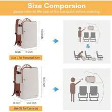 Mochila de Viaje 10 kg Avion 35L Grande Impermeable para Hombre y Mujer, Compartimento Laptop 15.6 pulgadas, Puerto USB Integrado, Maleta Mano Funcional, Práctica Equipaje Cabinas, Negro - Caqui Blanco - Ver 7