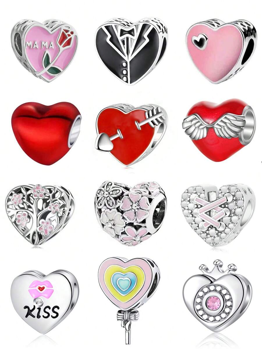 1 件时尚优雅情人节爱情吊坠女士 DIY 手链项链朋友礼物 - 彩色 - 查看 1