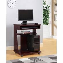 Utility Cart Microwave Cart Kitchen Cart Computer Cart One Gliding Shelf Two Shelves Rounded Corners Mobile On Rolling Castor Wheels Mahogany Color - 紅木如圖 - 查看 3