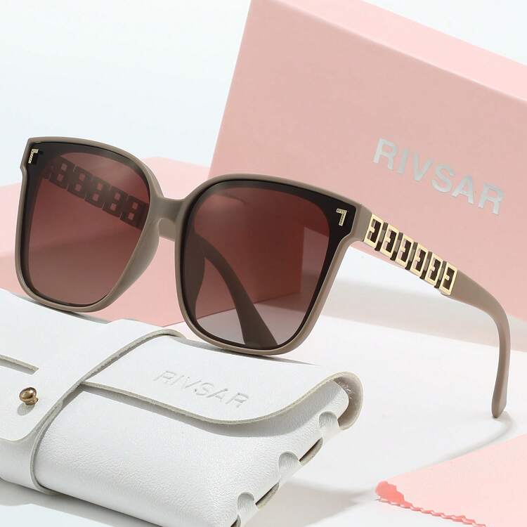 RIVSAR Women Fashion Oval Frame Sunglasses Gift Box Set, Outdoor Photoshoot, Driving Goggles, Ideal Gift Choice - Multicolor - View 11