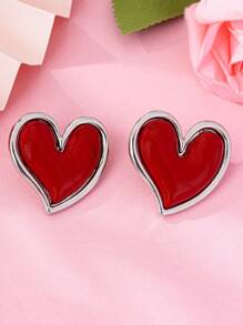 1 Pair Vintage Gothic Style Heart Shaped Earrings, Sweet And Fashionable, High-End And Luxurious, Suitable For Women