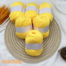 Set de 6 piezas de hilo de seda de lujo - Paquete de 6 piezas/300g de hilo tejido suave, adecuado para suéteres, bufandas, sombreros, mantas para bebés, etc., disponible en múltiples colores - Fibras de alta calidad, adecuado para tejer y ganchillo.