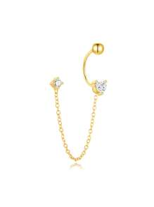 1 pièce Boucle d'oreille étoile et lune à pompons superposés pour femmes | Bijou hypoallergénique en argent sterling 925 | Boucle d'oreille clou de style de luxe, légère pour un port quotidien, soirée, mariage | Cadeau de Ramadan