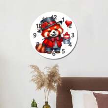 Wedding Red Panda, Minimalist Wall Clock, Modern Minimalist Decor, Bathroom Decor And Accessories, Funny Novelty Gift For Family