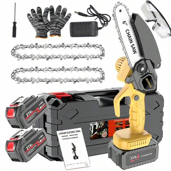 Mini Chainsaw Cordless, Lightweight, Portable Handheld Electric Logger With Splash Guard, Safety Lock, Rechargeable Battery And Safe Trimming For Quick Trimming Of Tree Limbs, Yard, Home And Garden