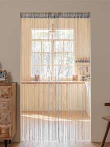 1pc Shiny Gray Tassel Beaded Curtain Door Decor Accessory - Grey - View 6